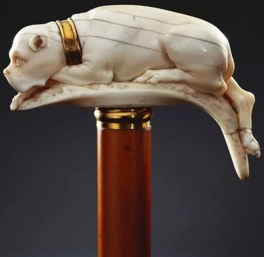 wooden walking stick hand carved DOG wooden walking cane