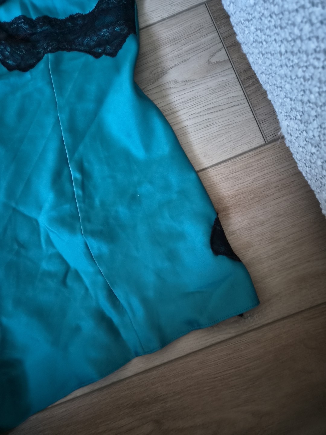 Ann Summers Teal Blue/Green Satin & Black Lace Playsuit Size Medium 12-14