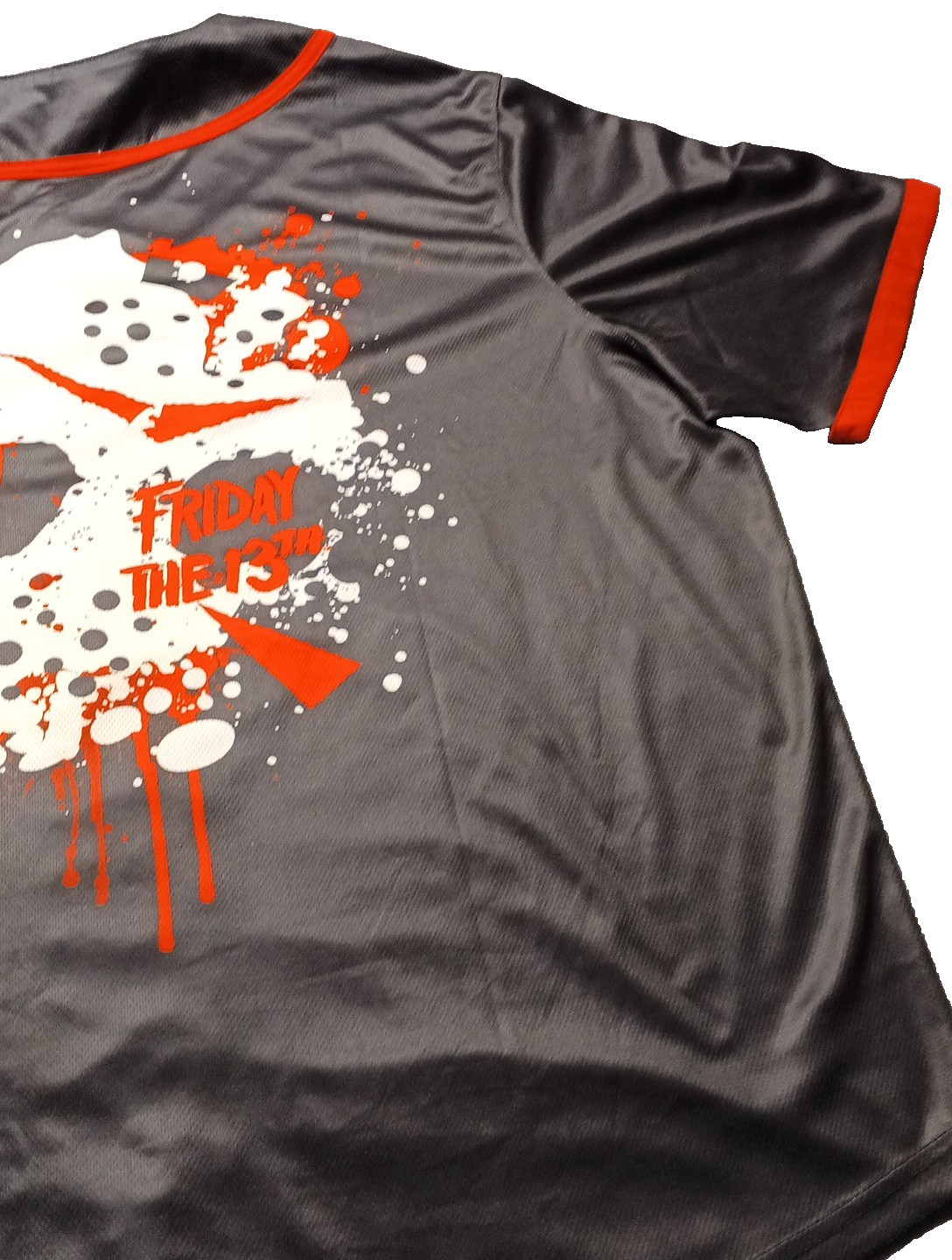 Friday the 13th Men Baseball Type Jersey Shirt Size 2X Black w/Red Trim NWT