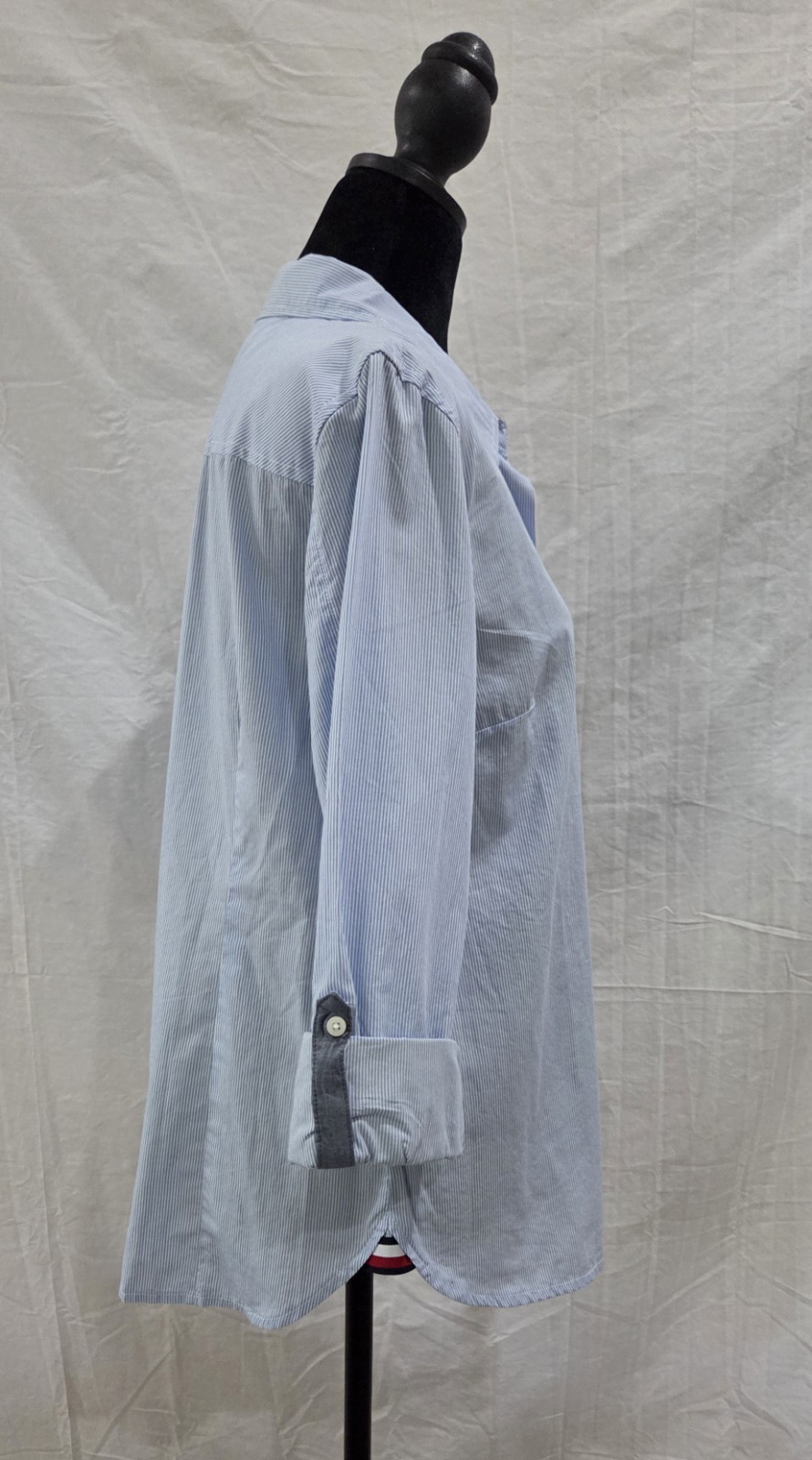 Tommy Hilfiger Women’s Cotton Pinstripe Button Down Shirt Blue Size M