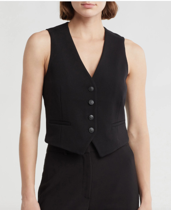 NWD RAG & BONE Priya Crepe Vest in Black Size 8 #T3631