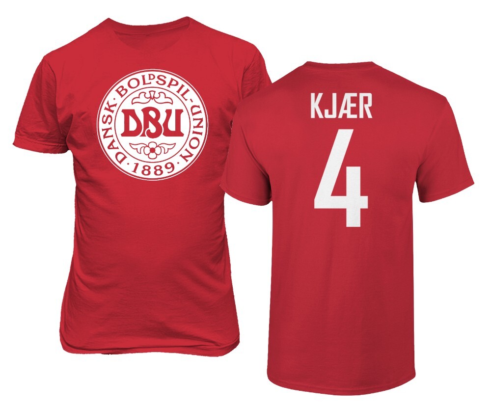 Denmark Soccer #4 Simon Kjaer World Football Fans Adult and Youth T-Shirt
