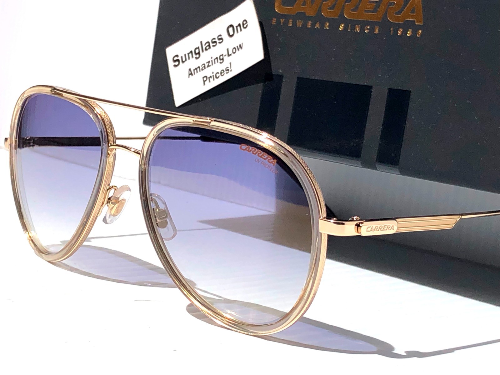 CARRERA Gold Gradient Champagne Blue Fade Lens Sunglass 1044/S HAM1V