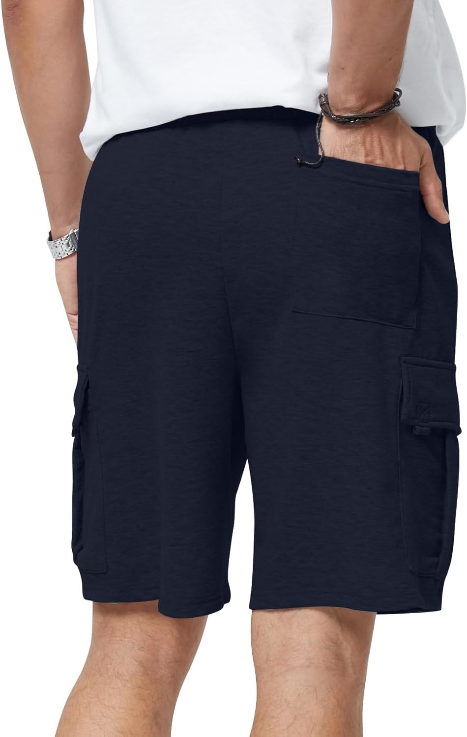 Mens 5 Pocket Athletic Cotton Shorts Drawstring Elastic Waist Workout Gym Cargo