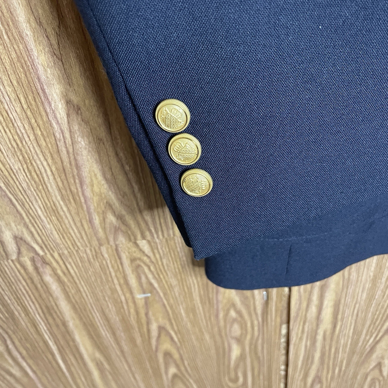 David Taylor Blazer Jacket Mens 40R Navy Blue Solid Hopsack Gold Buttons