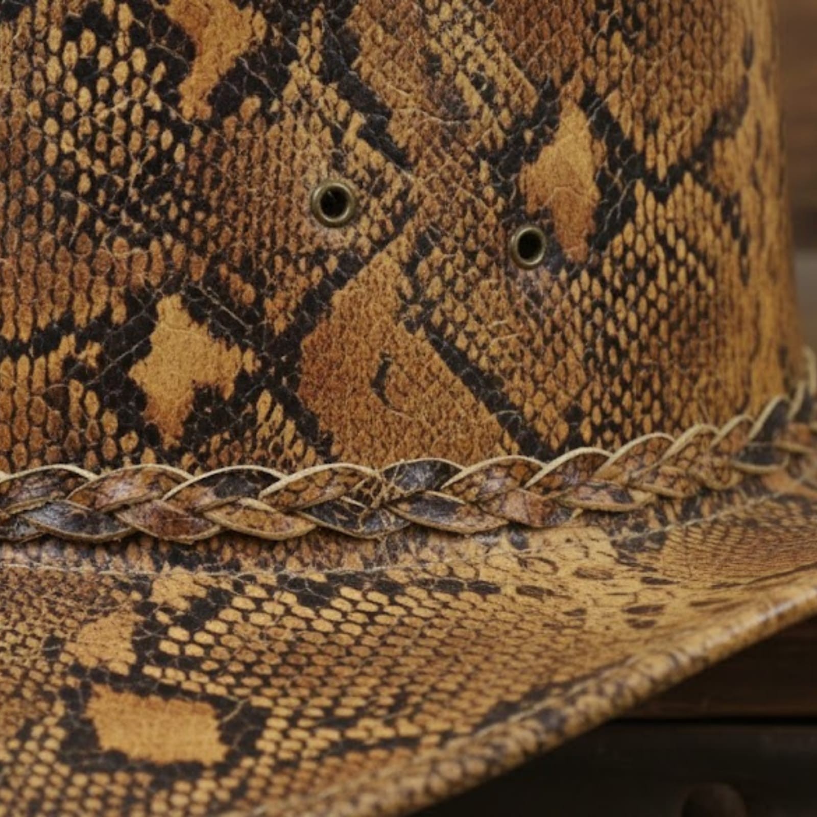 Genuine Leather Python Print Cowboy Hat Western Ranch Rodeo Outback Unisex