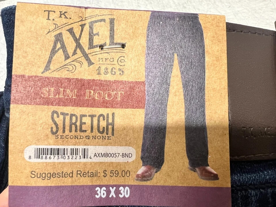 T.K. Axel Slim Boot Cut Stretch Denim Jeans, Dark Wash (BONDI) *CHOOSE SIZE*