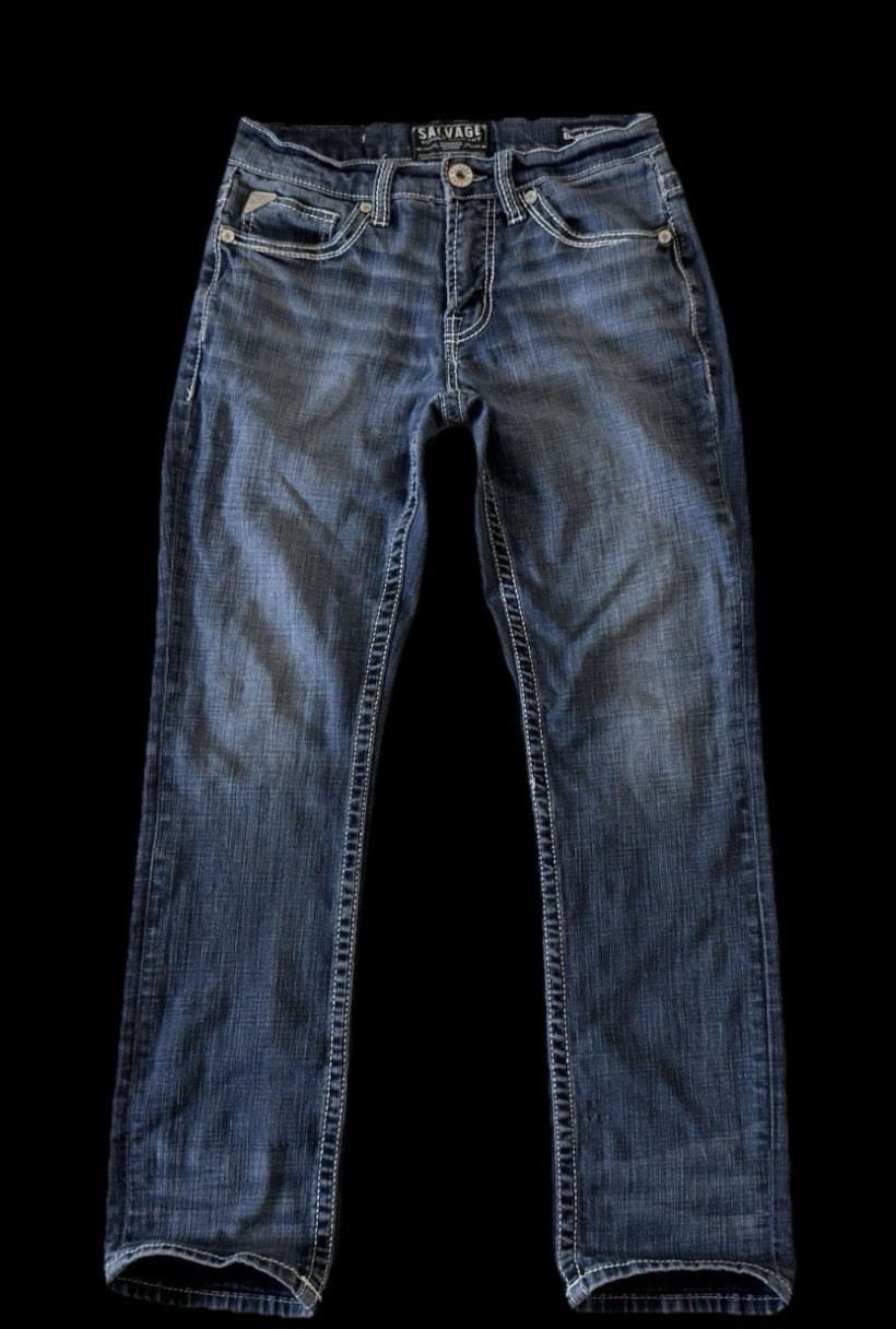 Salvage Supply Mayhem Straight Stretch Buckle Jeans ~ Men’s Size 30 x 32/30