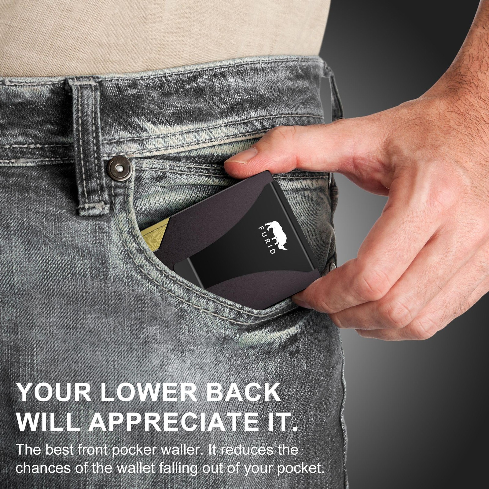 Minimalist Card Wallet for Men Slim: Rfid Metal Standard, Aluminum Black