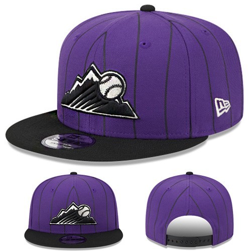 New Era Colorado Rockies Snapback Hat MLB 24 BP Purple Black 2 Tone Pin Stripe