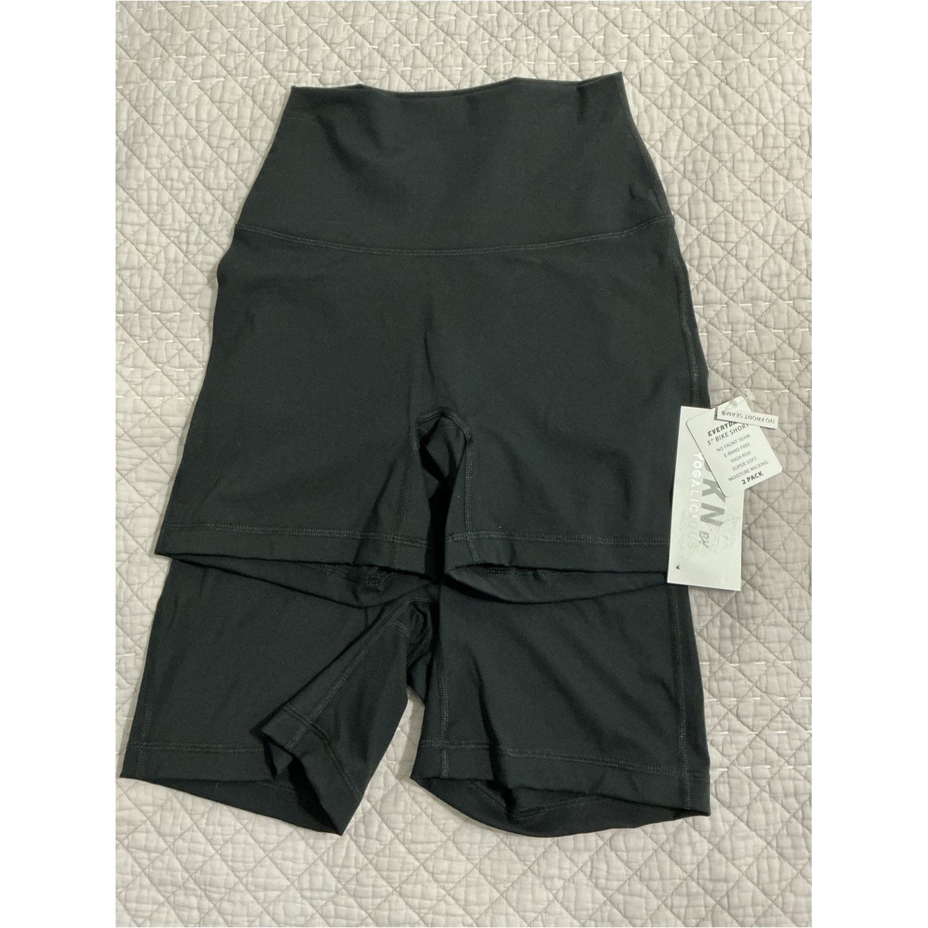 NWT Yogalicious SKN Lux Everyday 5″ Bike Shorts 2 Pack Black Size S