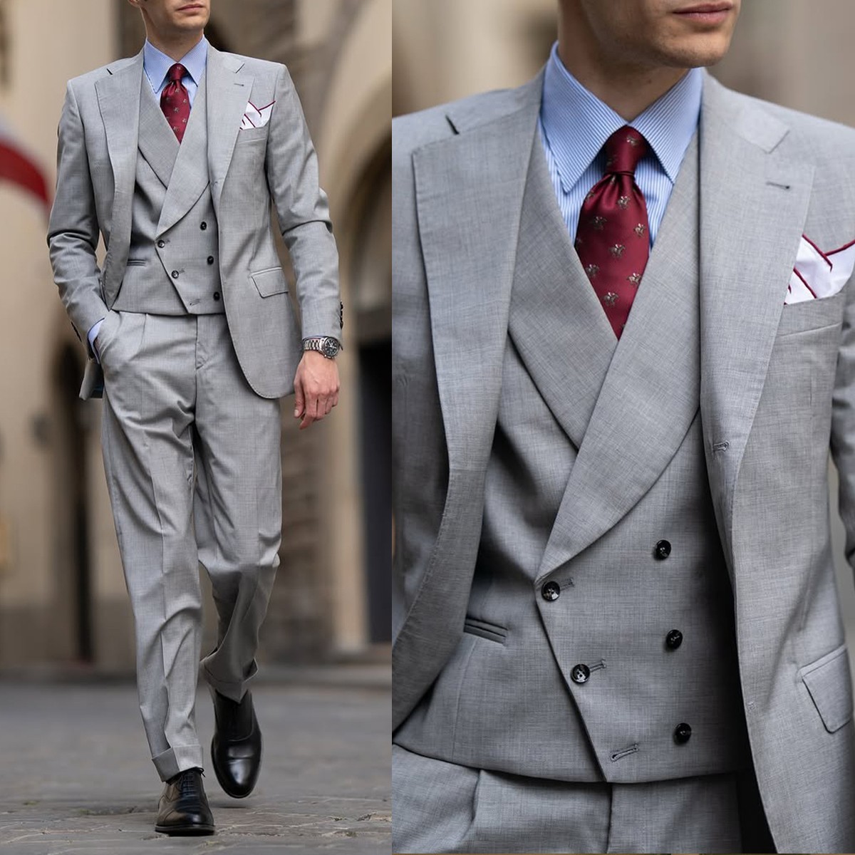 Men Suits Slim Fit Formal Prom Notch Lapel Tuxedos Prom Groom Single Breasted