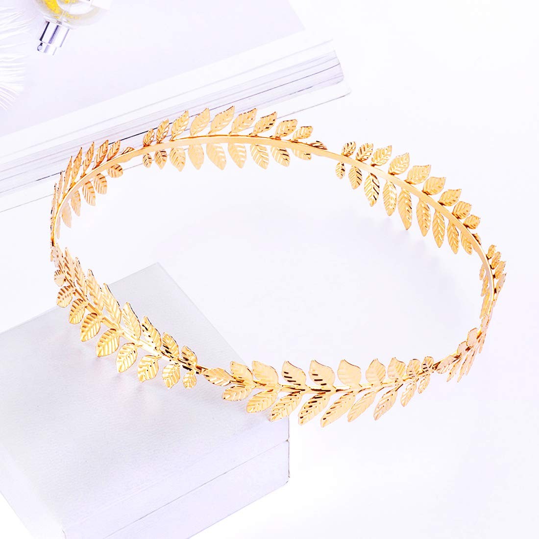 7pcs Goddess Leaf Headband, Greek Bridal Medium (7 Count), Golden