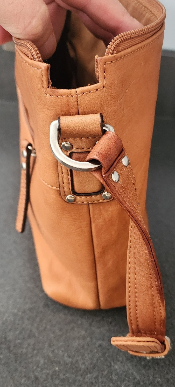 VTG NWT Macy’s Tan High Country Genuine Leather Handbag Purse 13.5×8.75 inches