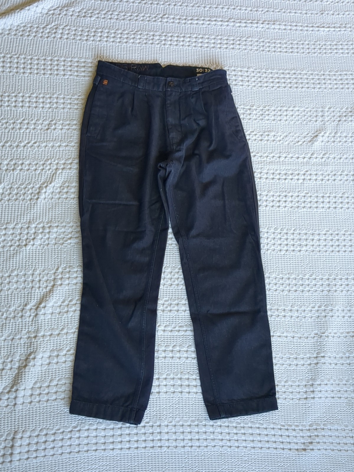 G Star Raw Varve Relaxed Pleated Chino Size 30 Dark Wash Blue 30X27