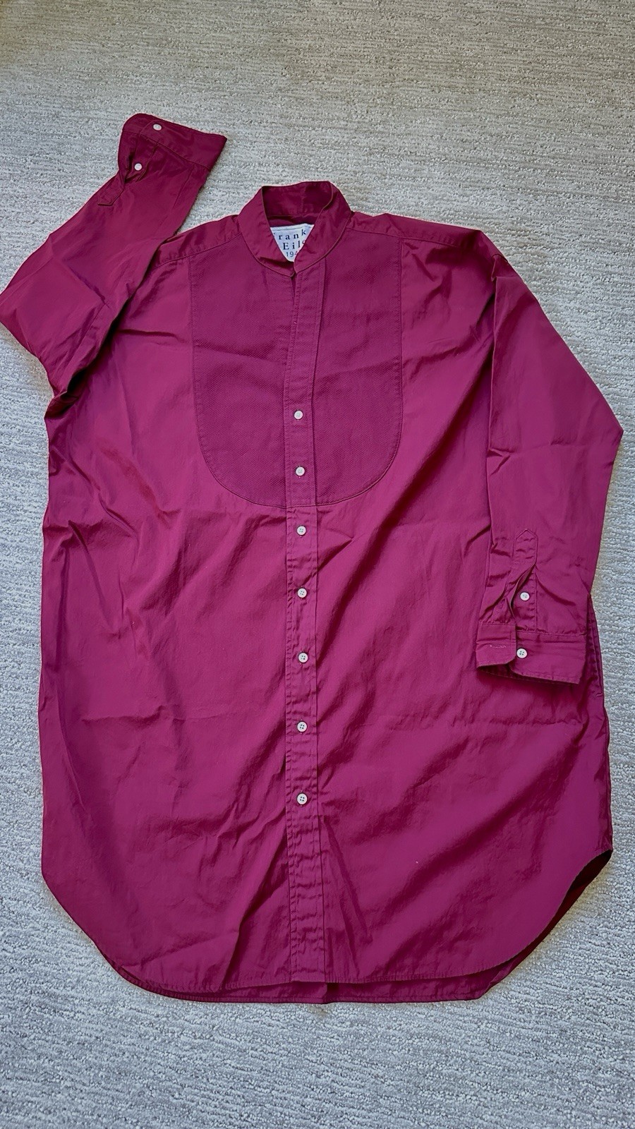 Frank & Eileen Tori Surplace Neck Bottom-Up Shirt Dress Size S Burgundy Red