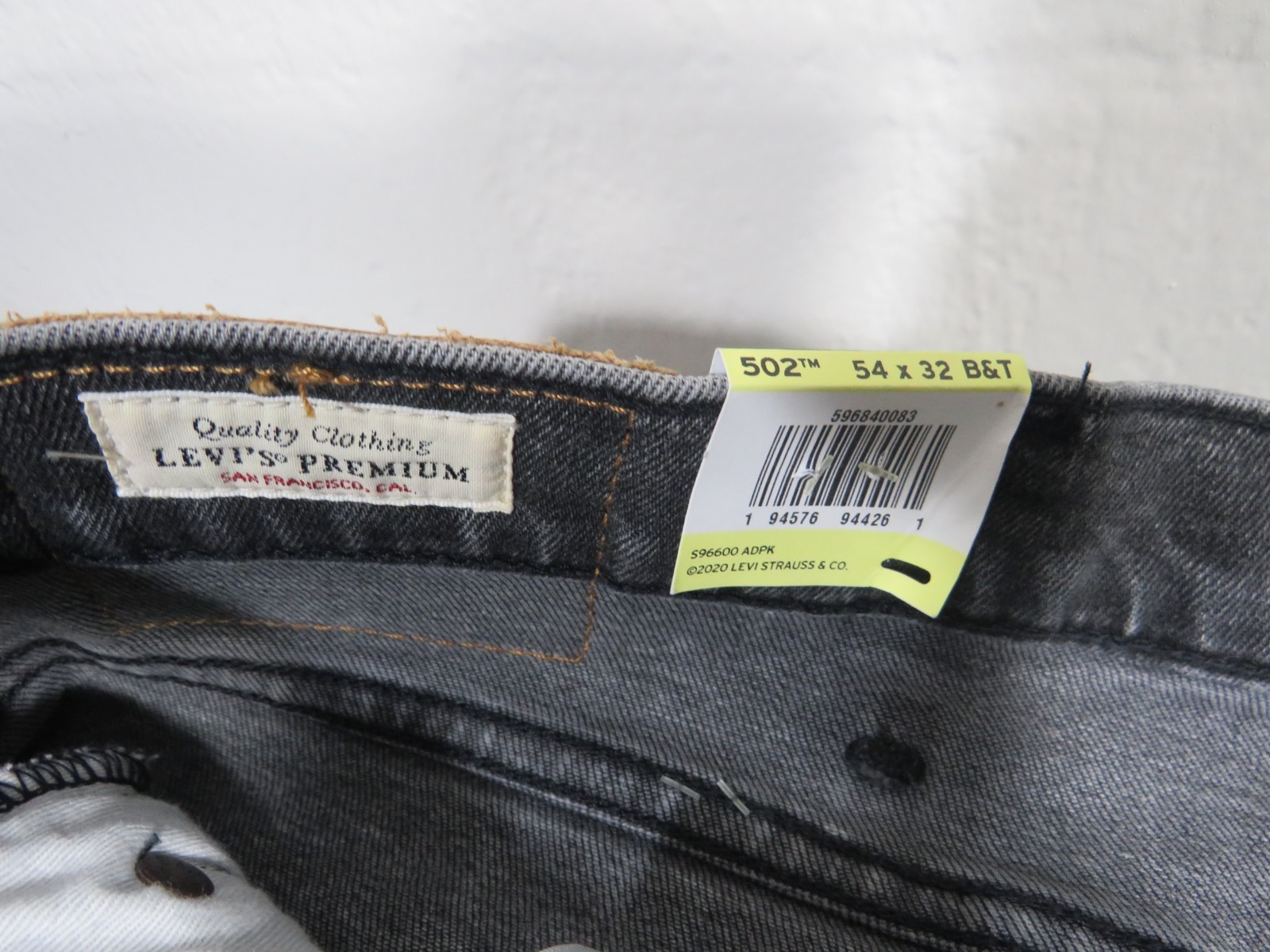 Levis 502 Flex NWT Big Tall 54 x 32 (54 x 31 Actual) Black Denim Jeans New!