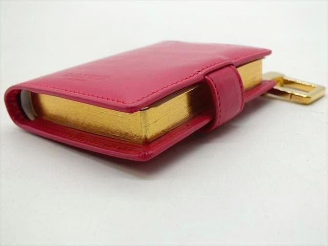 Authentic Loewe Leather Cover Memo Pad Style Keychain Pink Gold Hardware Women’s