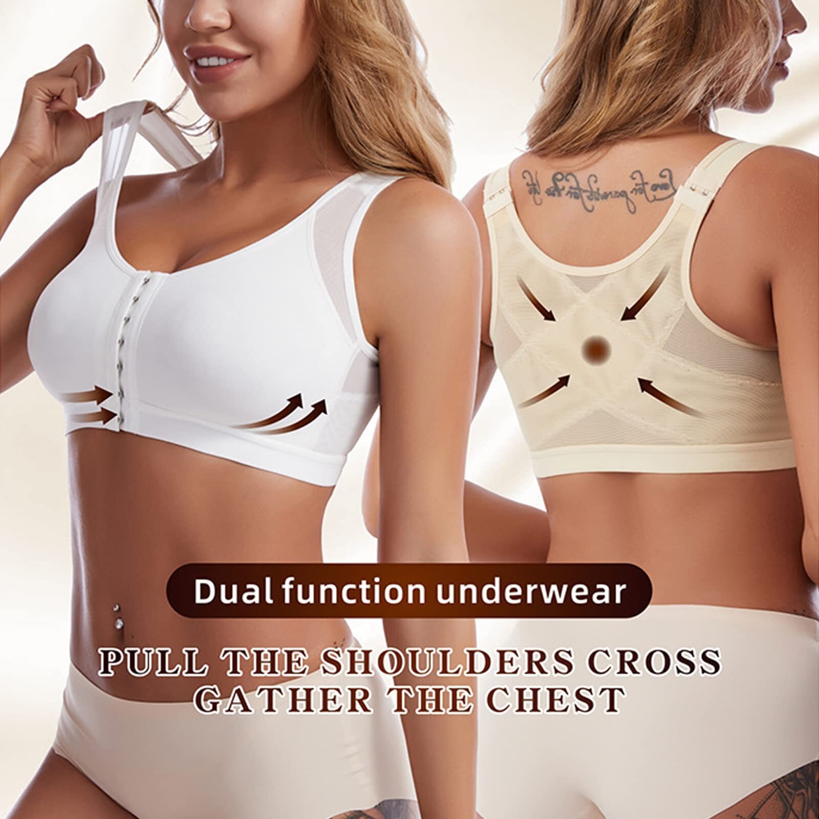 Women Post Surgery Bra Front Closure Compression Bra Posture Corrector Shaper