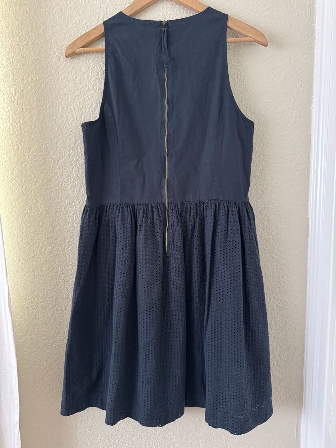 Lilla P Navy Eyelet High-Neck Sleeveless Mini Dress