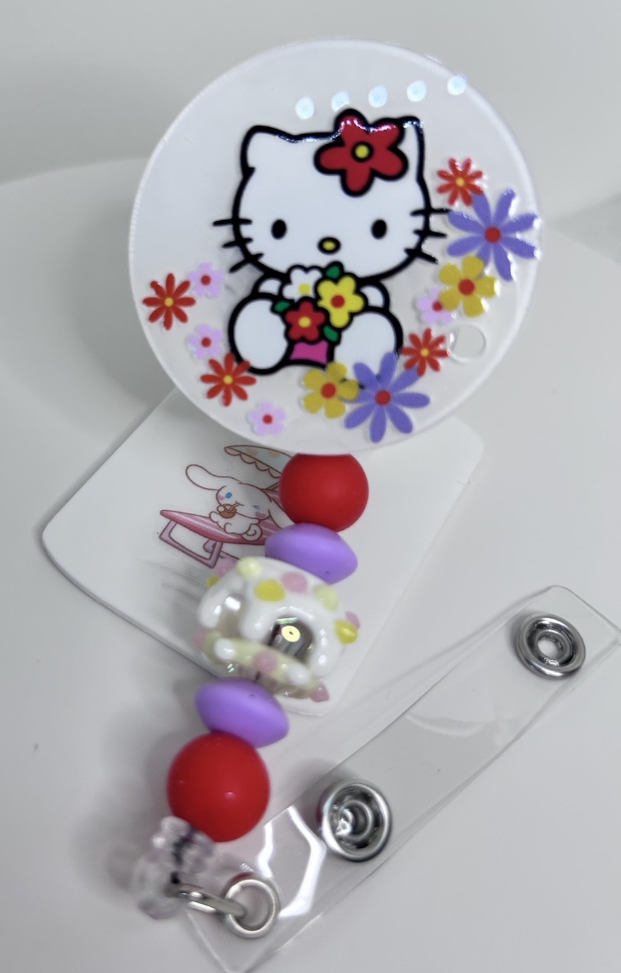 Hello Kitty Retractable Badge Reel for Nurses RN, CNA, LVN, LPN ID Holder