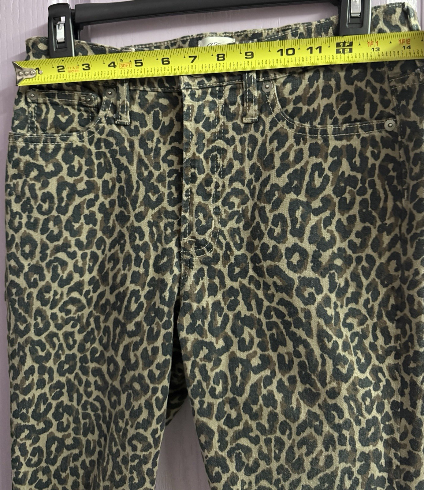 J Crew Denim Size 28 Leopard Print 10” High Rise Toothpick With Pockets