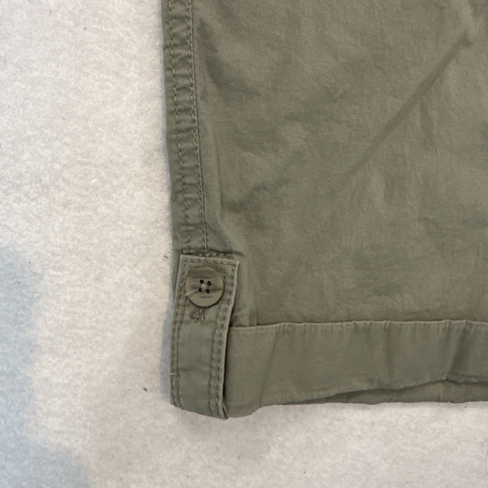 Chicos Womens Shorts 3.5 18 Olive Green Cargo Buttoned Hem Casual Utility