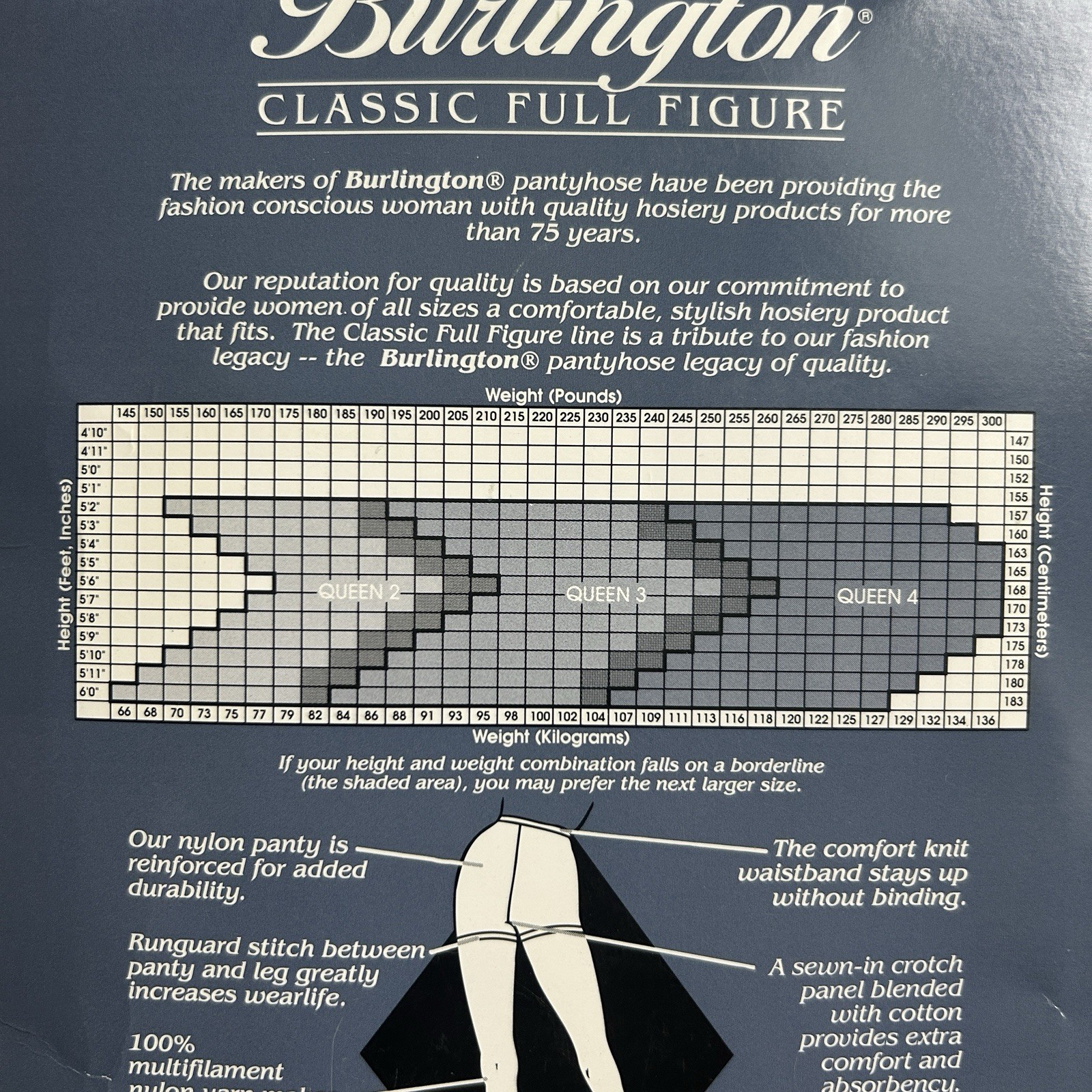 Burlington Pantyhose Classic Full Figure Queen 3 Wild Rice V86