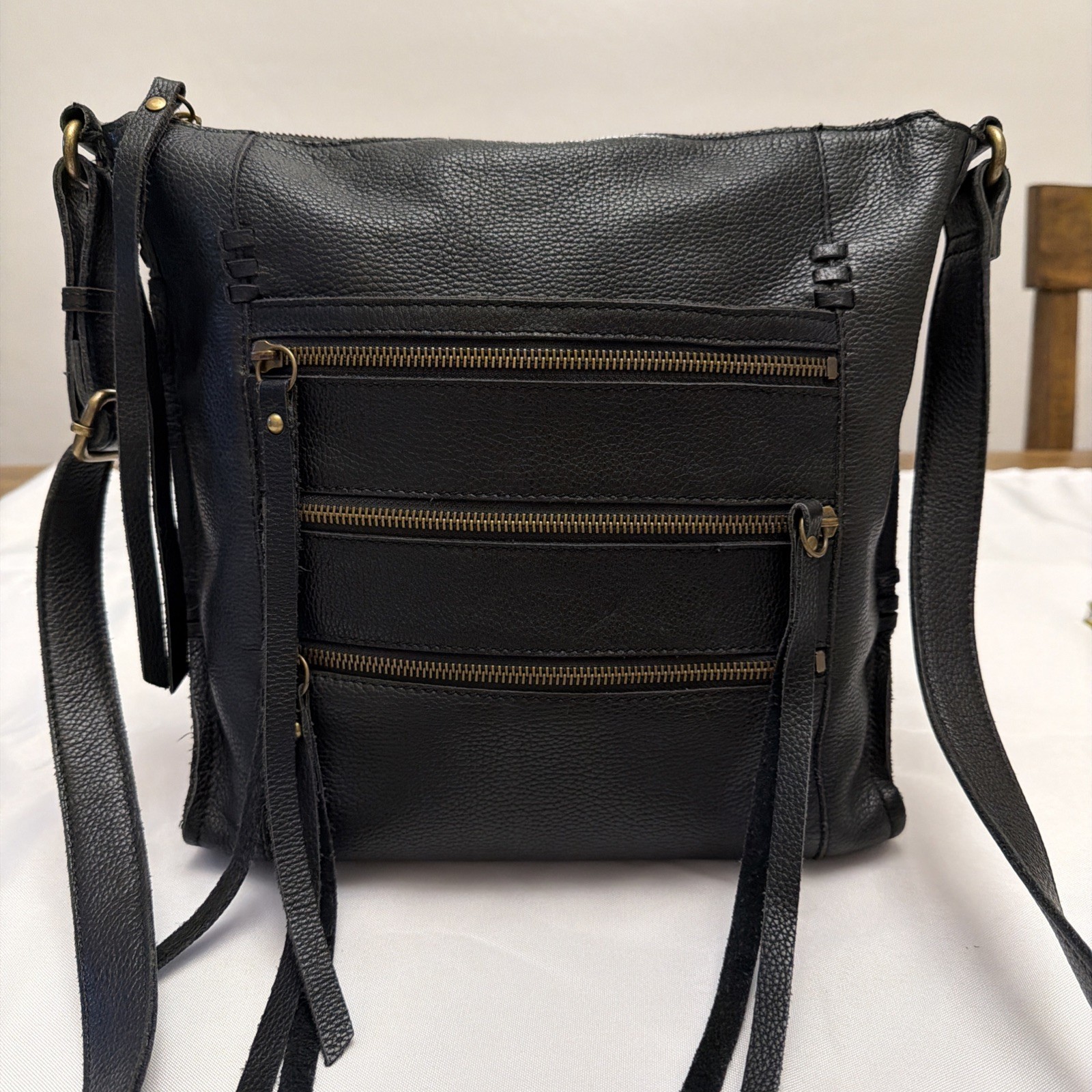 LUCKY BRAND SHANNON BLACK LEATHER CROSSBODY BAG