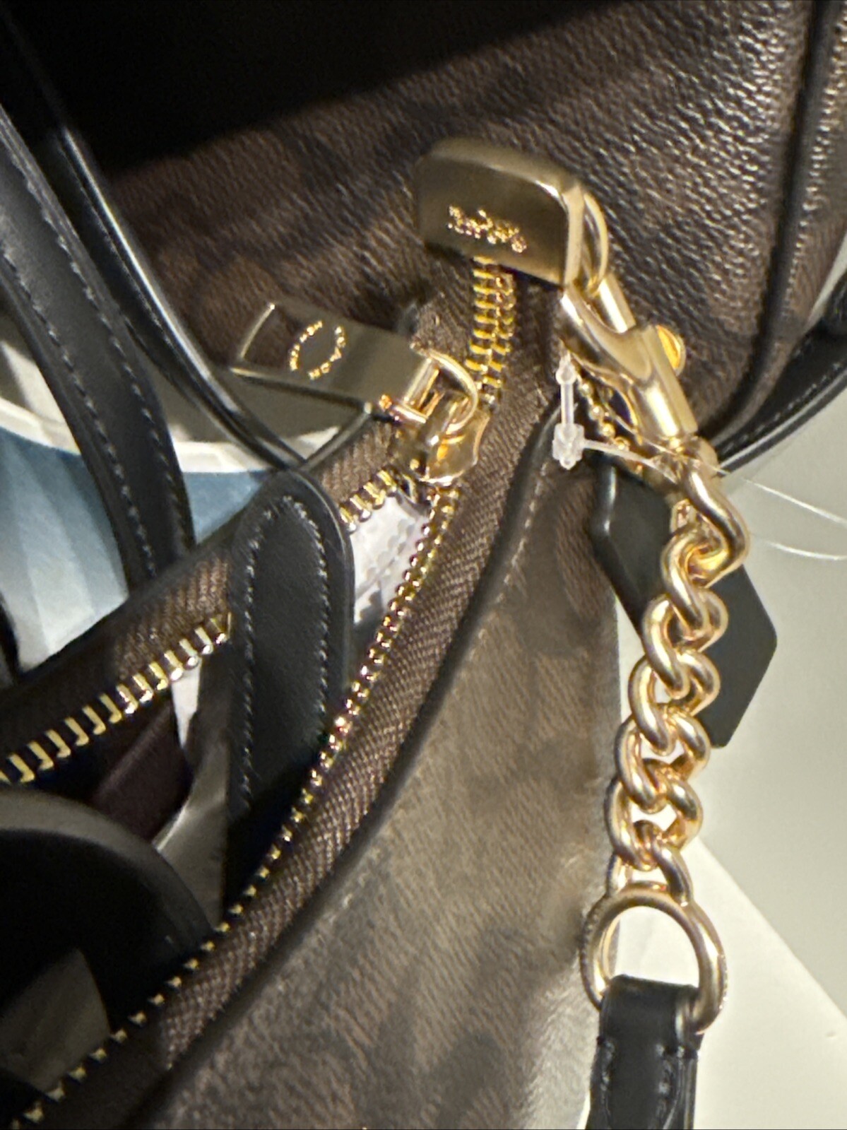 NWT COACH CV933 Women’s Teri Shoulder Bag In Signature Canvas Gold/Brown Black