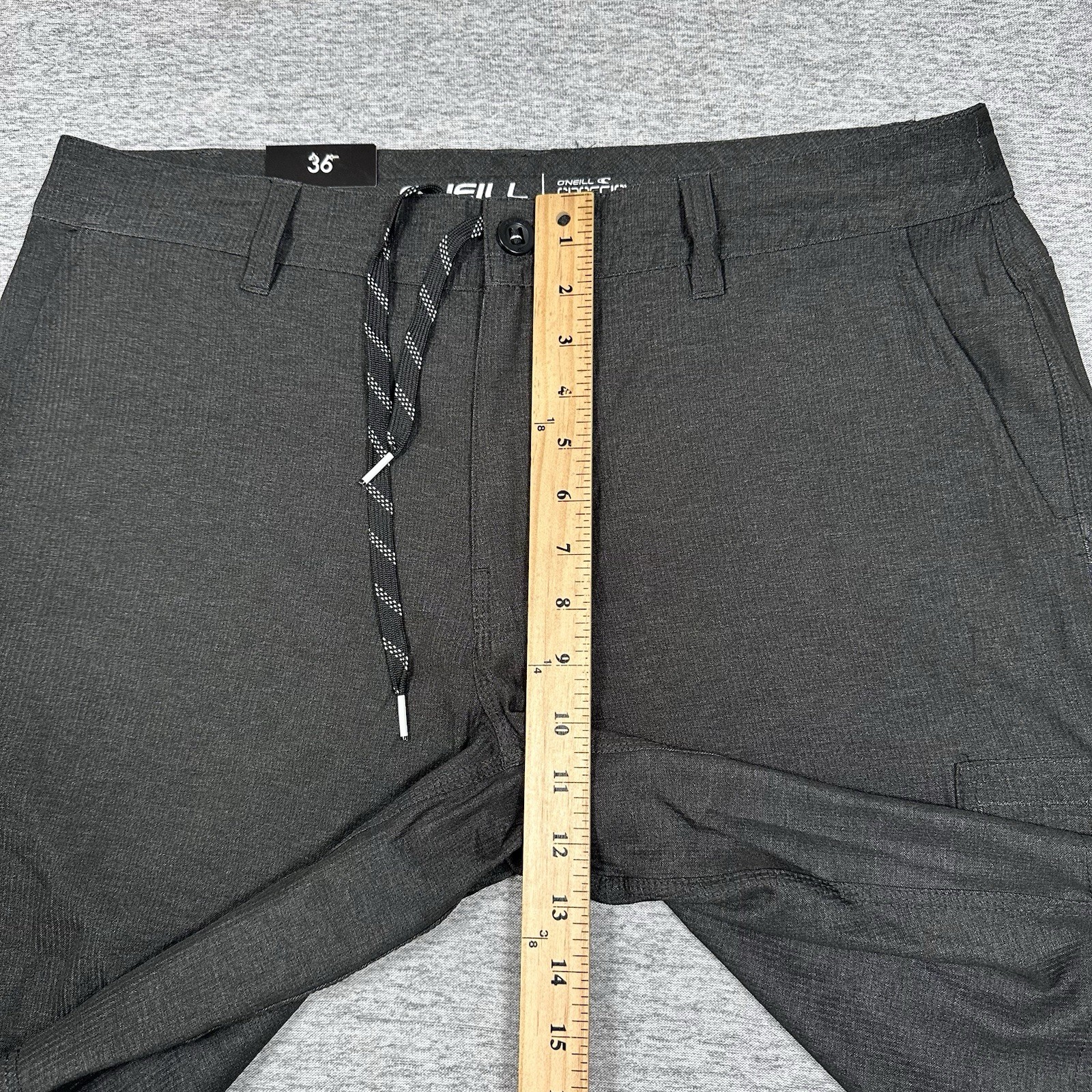 O’Neill Hybrid Crossover Shorts Mens 36 Black Gray Drawstring Stretch Travel NEW