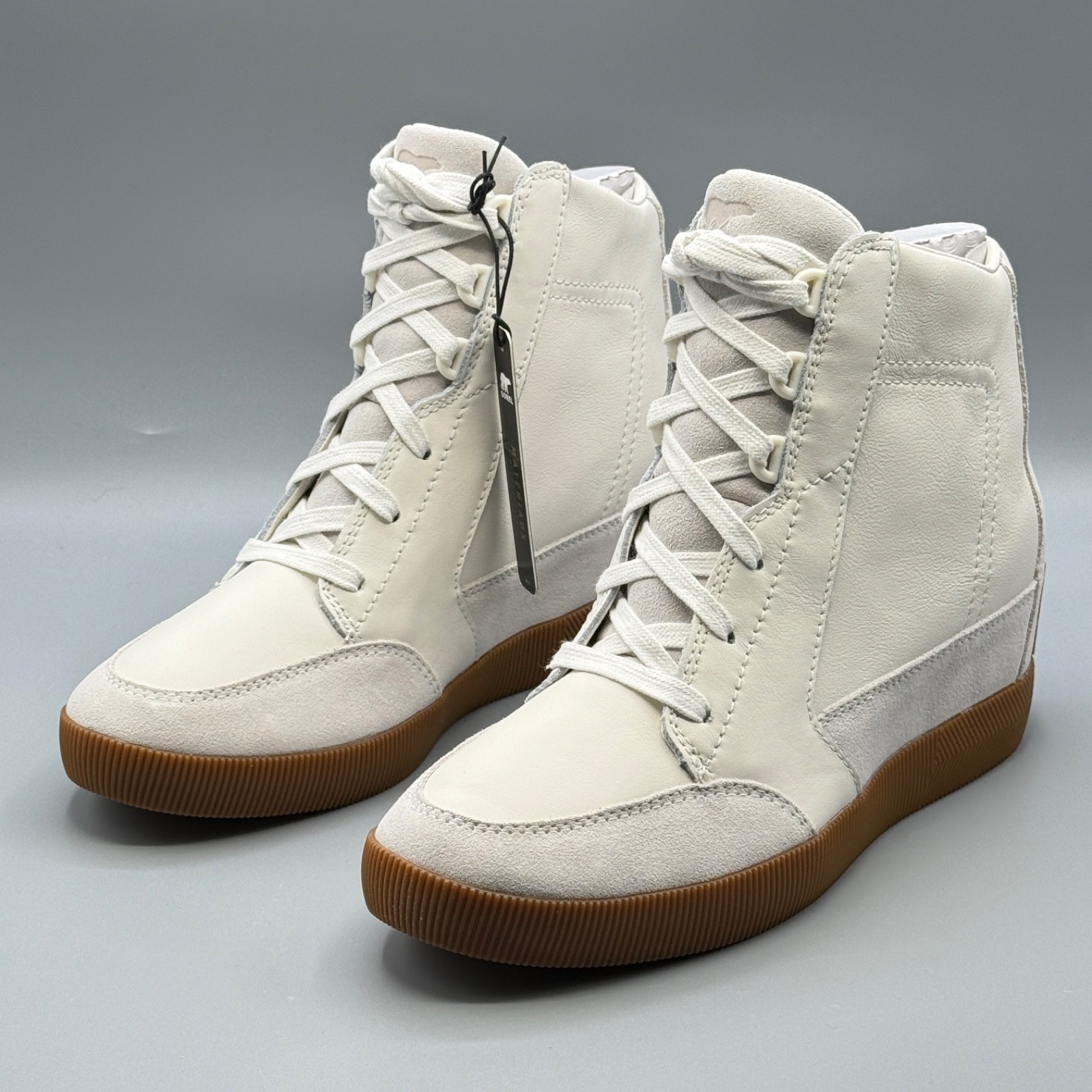 Sorel Women’s 9.5 Boots Hidden Wedge White Sea Salt Gum Out N About Waterproof