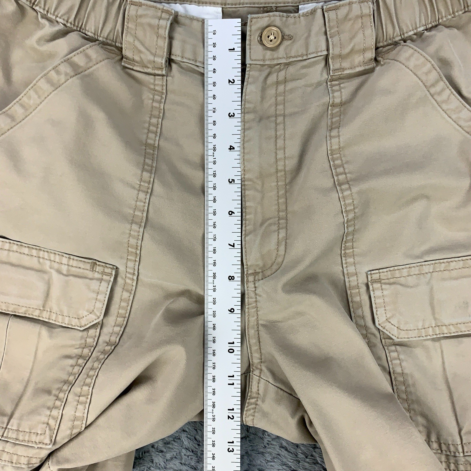 Savane Safari Cargo Shorts Mens Size 30 Beige Khaki Canvas Elastic Waist