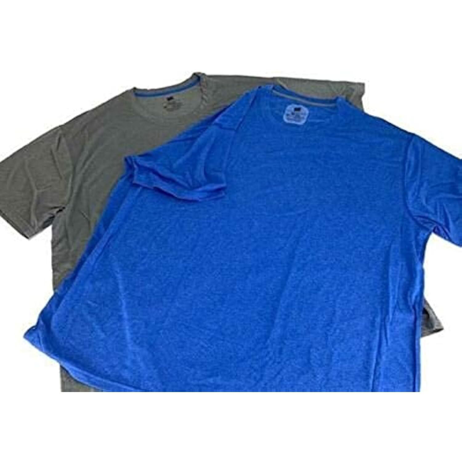 LARGE Hanes Mens X-Temp Performance Cool Tagless Crew T-Shirts 4pack, Grey/Blue