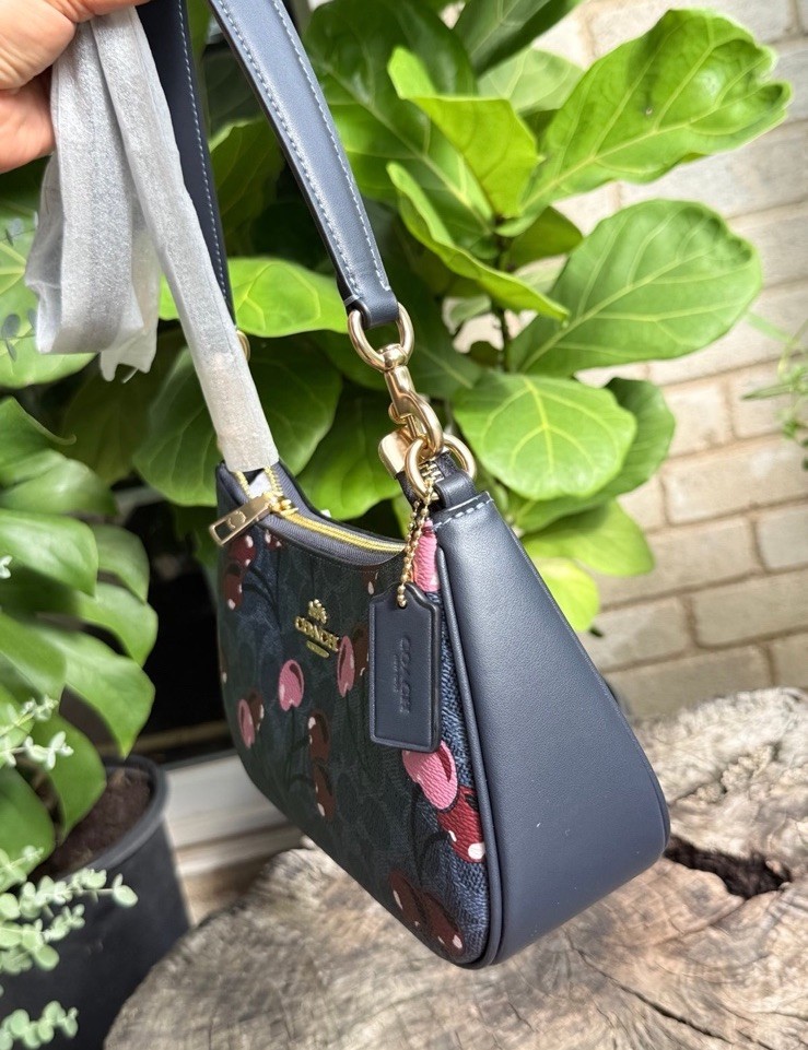 NWT Coach Teri Shoulder Bag In Signature Canvas With Cherry Print Handbag Denim