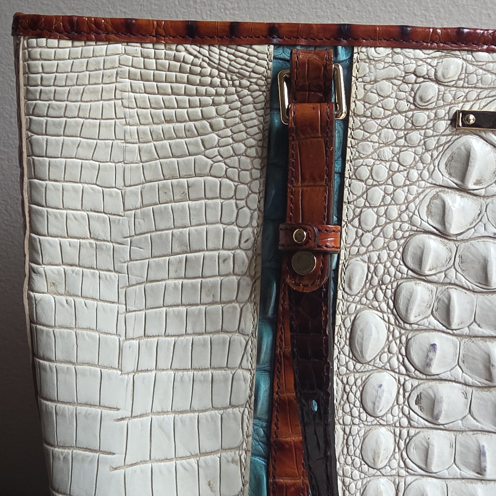 Brahmin Medium Asher Tote Coconut Soraya Melbourne Leather Rare Crocodile White