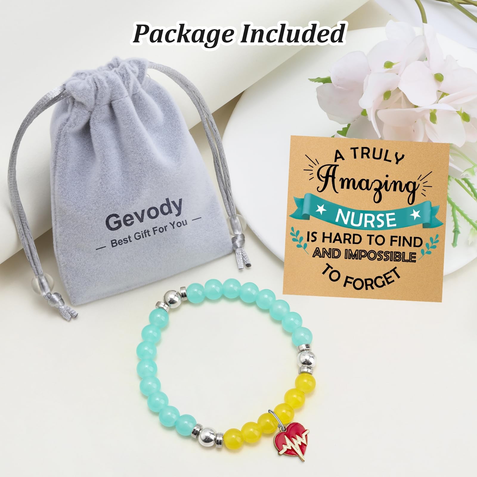 Nurse Appreciation Gifts Beads Bracelet for Women Nursing Small, As Shown