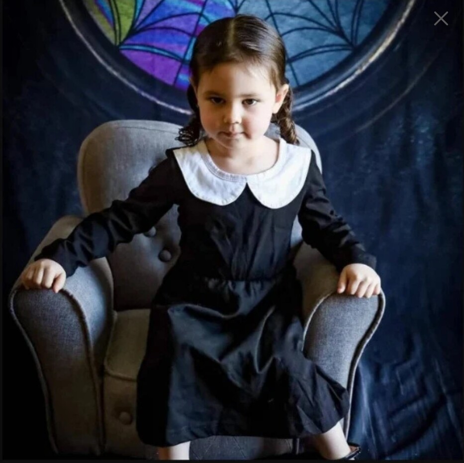 New black dress Wednesday inspired Addams costume Girl Teen JR size 2- 16 years