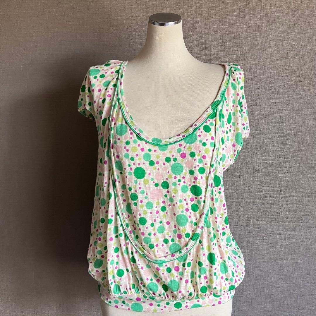 Tsumori Chisato Dot Pattern Round Neck Blouse Size 2/M Lightweight Casual
