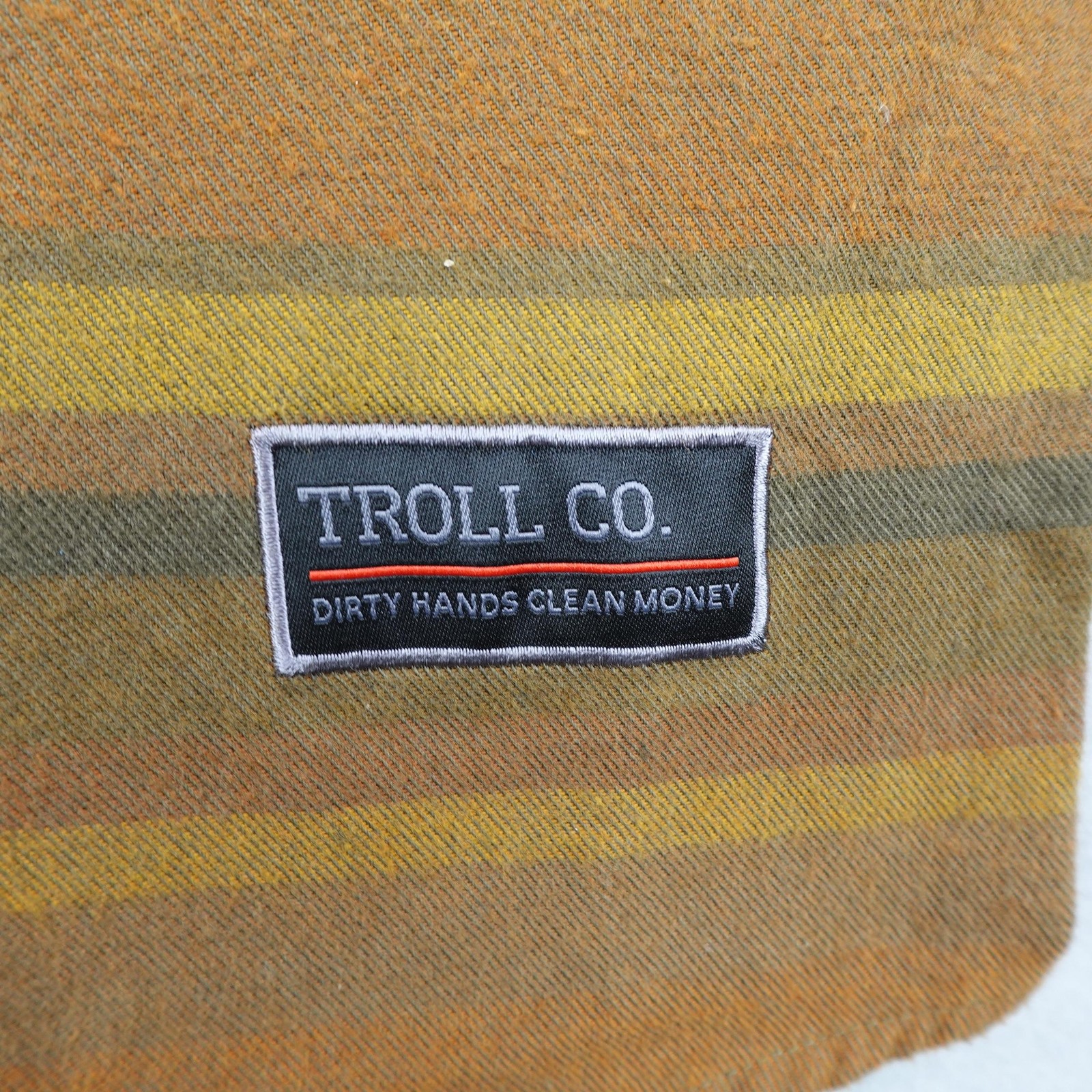 TROLL CO Shirt Mens 2XL XXL Brown Striped Flannel Pearl Snap Up Work Utility