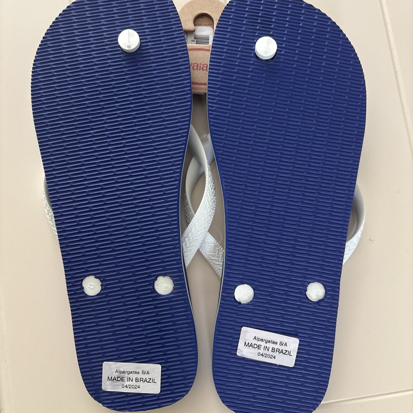 Havaianas Brazil Flip Flops Blue White Mens Size 13/14 NWT