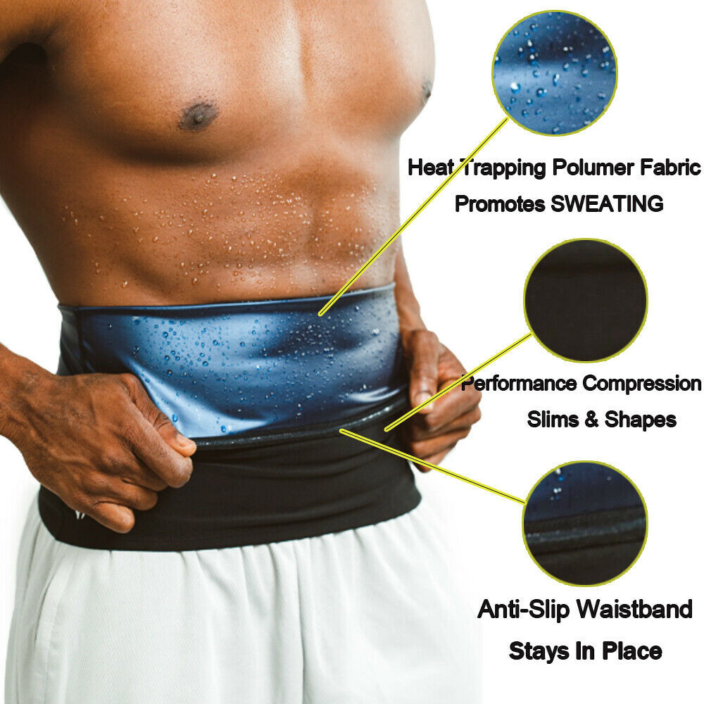 Mens Heat Trapping Waist Trainer Sweat Body Shaper Thermo Sauna Belt Weight Loss