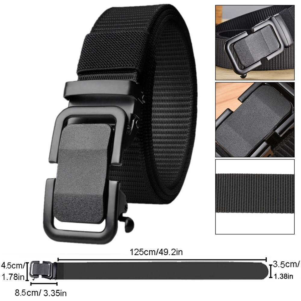 Men Canvas Nylon Belt Automatic Buckle Belt Quick Release Casual Jeans Waistband