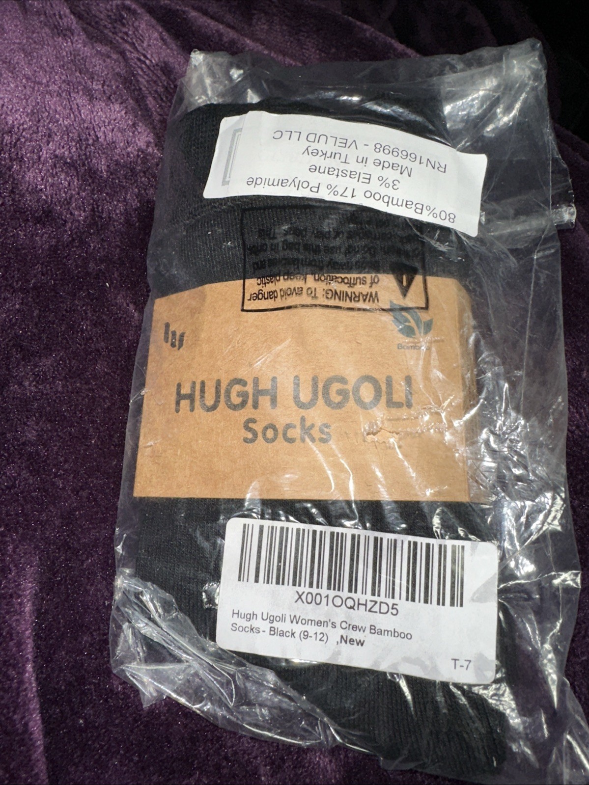 Hugh Ugoli Women’s Black Bamboo Socks, 3 Pairs Size 9-12