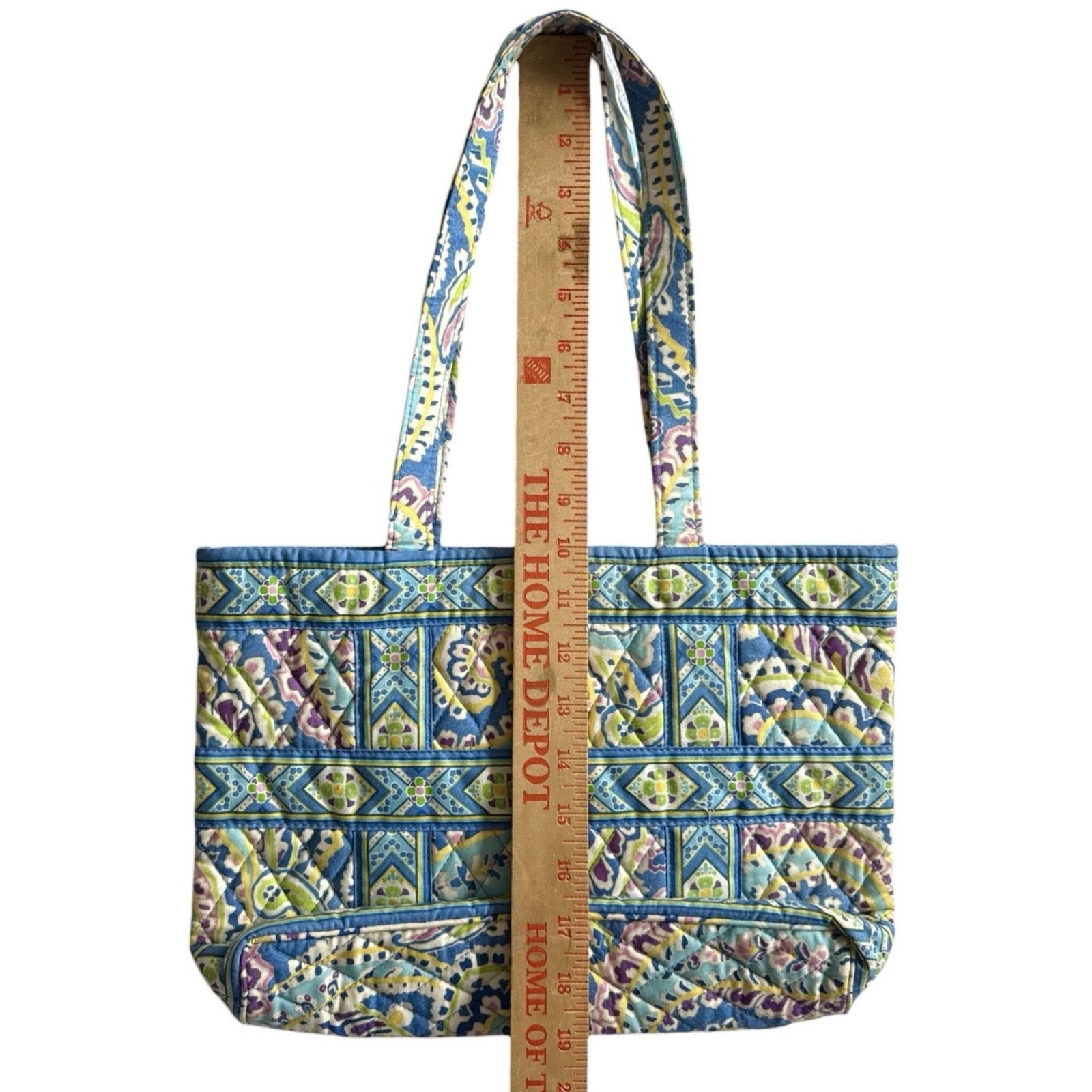 Retired Vera Bradley Tic Tac Toe Capri Blue Purse Handbag Paisley Toggle Tote