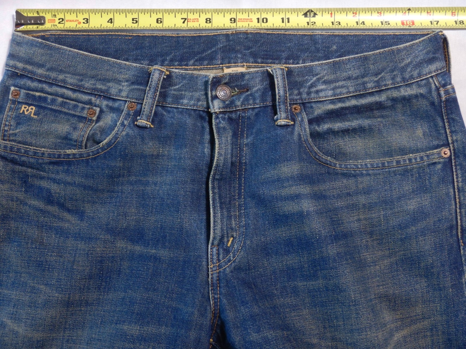 RRL Union Standard Zipper Fly Slim Fit Denim Jeans Size 32 X 30