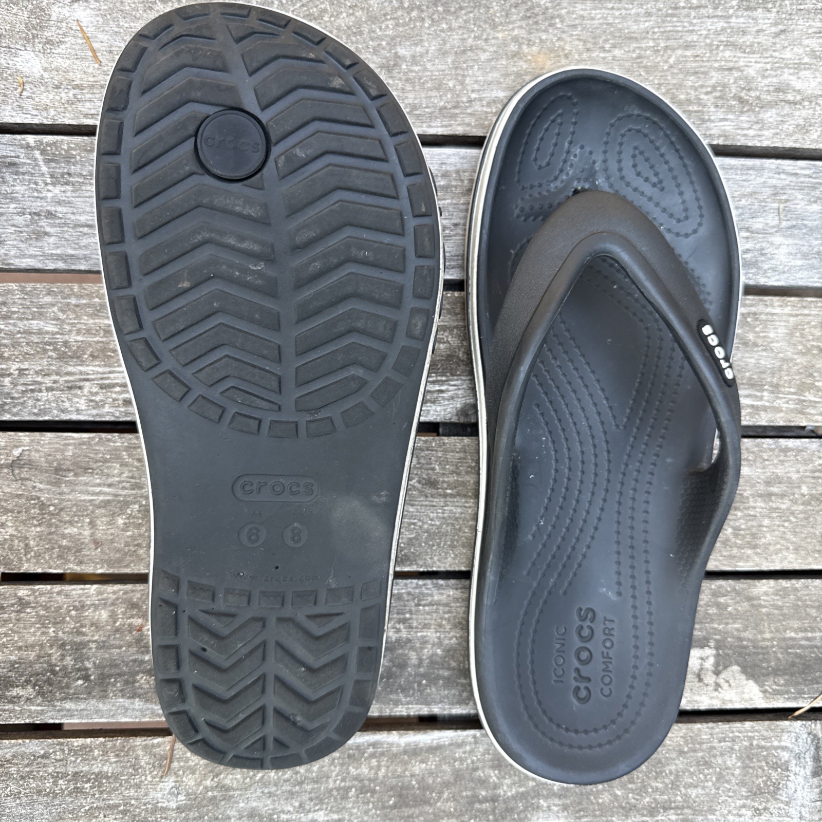 Crocs Sandals Bayaband Black White Flip Flops Water Friendly Women’s 8 Men’s 6