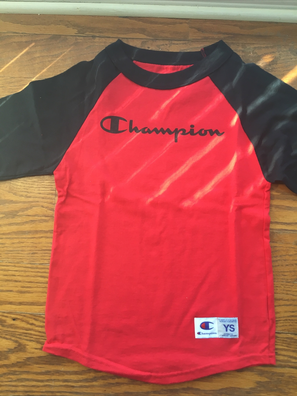 Champion Youth’s Athletic Raglan Crew-neck T-shirt – XL- Scarlet/Black