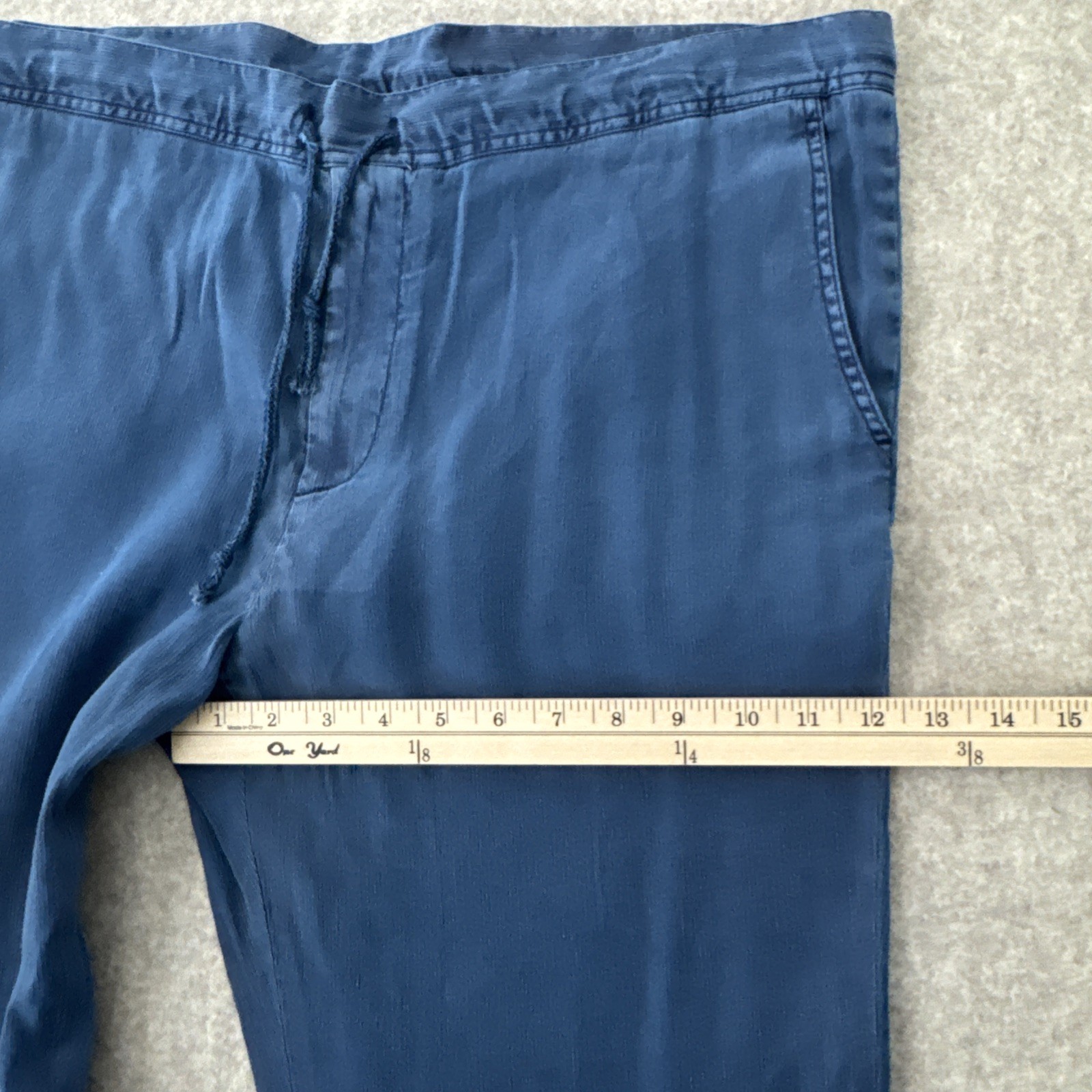 Haspel Corded Linen Blend Drawstring Trouser Blue Slim Fit Mens 36 New