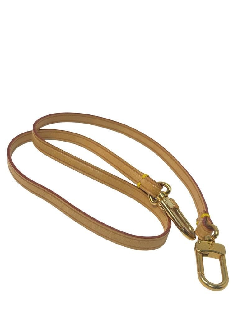 Louis Vuitton Shoulder Strap Natural Leather Bag Accessories Beige Gold Auth